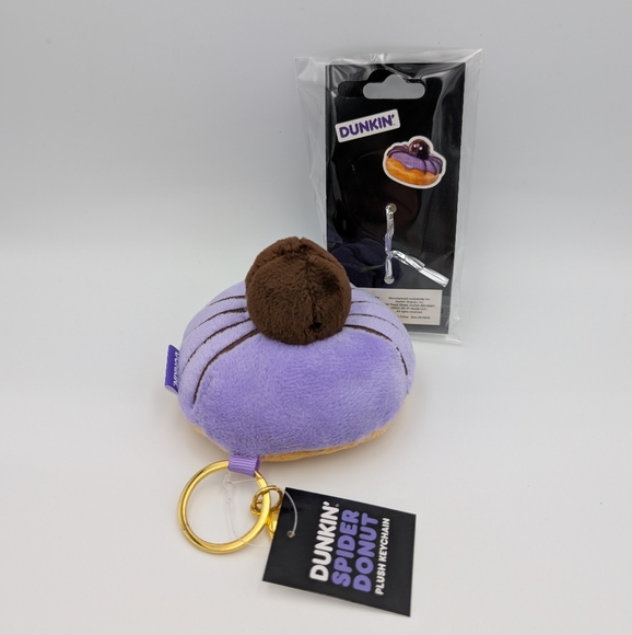 Dunkin' Spider Donut Plush Keychain And Straw Buddy Bundle - Picture 2 of 5